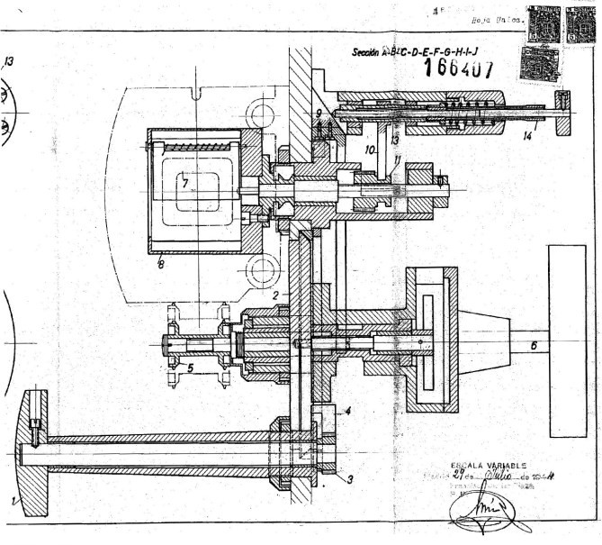 Da-Ex proiektore zinematografikoen diseinua (1944). / Oficina Española de Patentes y Marcas