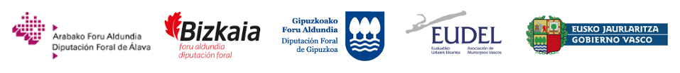 Escudos de la Diputación Foral de Alava, Diputación de Bizkaia, Diputación de Gipuzkoa y Gobierno Vasco