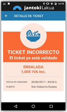 ticket incorrecto