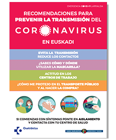 Recomendaciones para prevenir la transmisión del coronavirus en Euskadi