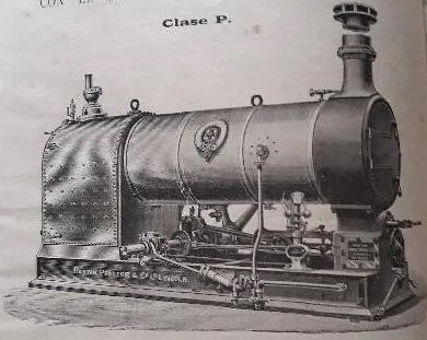 Dibujo de una máquina de vapor semi-fija. Catálogo Ruston, Proctor& Co. Ltd. (1892). Fuente: www.todocolección.net