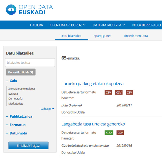 Open Data Euskadiko katalogoa