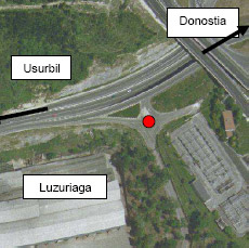 Ortofoto Diputacin Foral de Gipuzkoa con indicacin de la zona en la que se encontraran las inhumaciones.