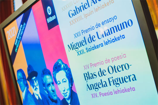 Bilboko Udalak Blas de Otero - �ngela Figuera Poesia Lehiaketako Saria, Miguel de Unamuno Saiakera Lehiaketako saria eta Gabriel Aresti Ipuin Lehiaketako saria banatu ditu, urtero bezala