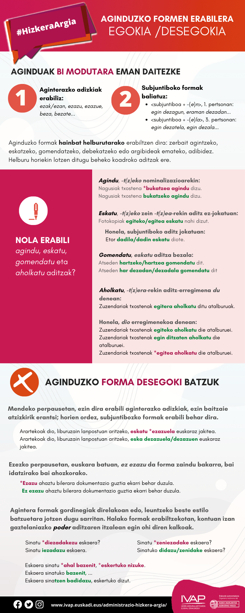 Aginduzko formen erabilera egokia eta desegokia