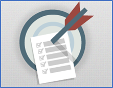 Dibujo de una flecha clavada en el centro de una diana atravesando una hoja de papel.