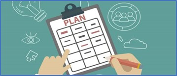 Esku batzuen marrazkia zereginen liburuxka batean apuntatuz, Red Team ariketa baten lehen fasea, plangintza.