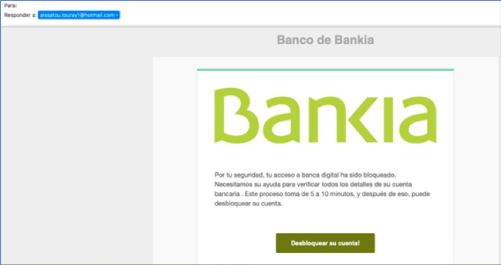 Imagen de una web falsa de un banco generada en un ataque de phishing.
