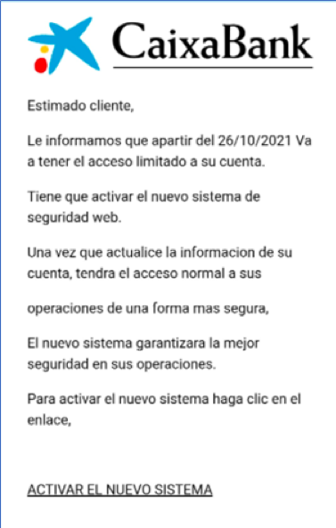 Imagen de un mensaje por mail que simula proceder de la Agencia Tributaria, perteneciente a un ataque de phishing.