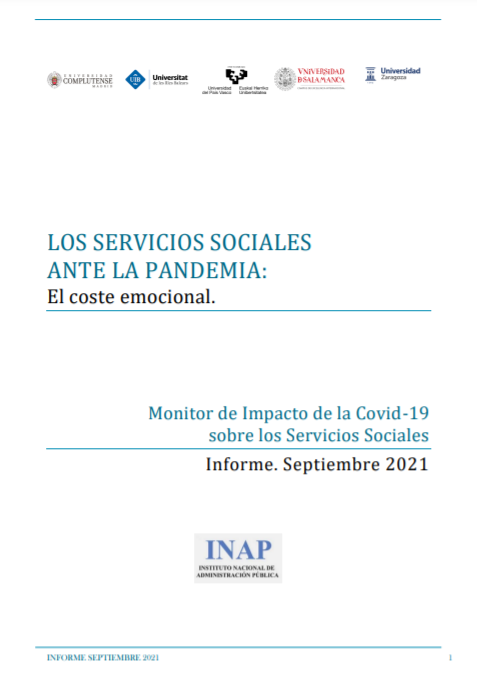 VII Informe: Los servicios sociales ante la pandemia: El coste emocional. Monitor de impacto de la COVID-19 sobre los Servicios Sociales. Informe Septiembre 2021 (Instituto Nacional de Administración Pública, 2021)