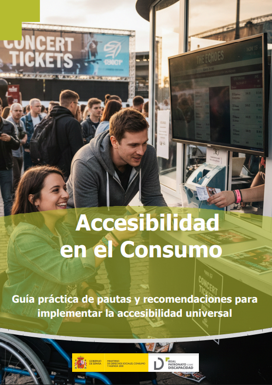 Reproducci&oacute;n parcial de la portada del documento 'Accesibilidad en el Consumo. Gu&iacute;a pr&aacute;ctica de pautas y recomendaciones para implementar la accesibilidad universal'