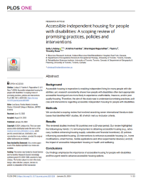 'Accessible independent housing for people with disabilities: A scoping review of promising practices, policies and interventions (PLoS ONE 19(1), 2024)' dokumentuaren azalaren erreprodukzio osoa