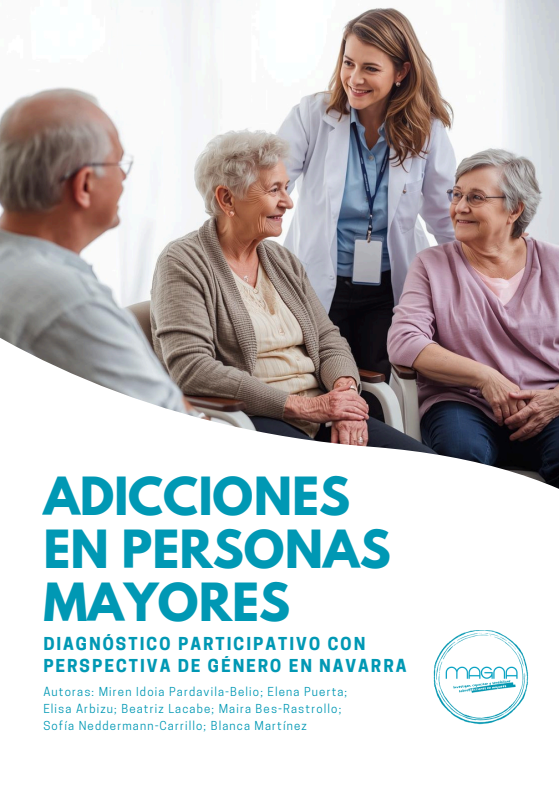 'Adicciones en personas mayores diagnóstico participativo con perspectiva de género en Navarra.' dokumentuaren azalaren erreprodukzio osoa