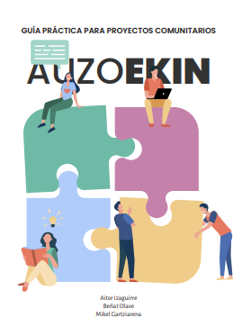 Reproducci&oacute;n parcial de la portada del documento  'Auzoekin' Gu&iacute;a pr&aacute;ctica para proyectos comunitarios (Diputaci&oacute;n Foral de Gipuzkoa, 2023)