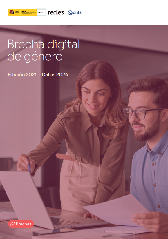 Reproducci&oacute;n total de la portada del documento 'Brecha digital de g&eacute;nero. Datos 2024'
