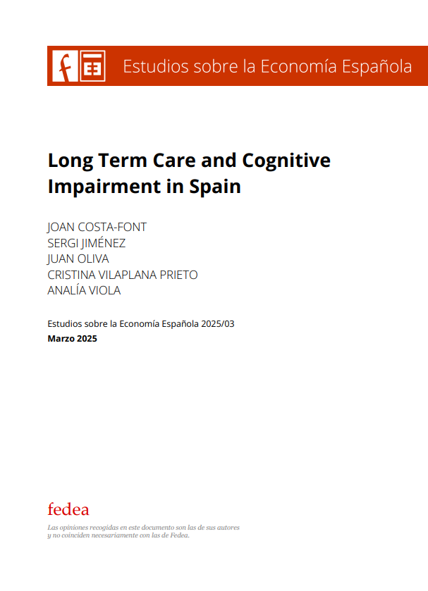 Reproducci&oacute;n total de la portada del documento 'Long term care and cognitive impairment in Spain'