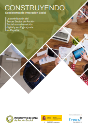 Reproducci&oacute;n parcial de la portada del documento  'Construyendo Ecosistemas de Intervenci&oacute;n Social. La contribuci&oacute;n del Tercer Sector de Acci&oacute;n Social a una transici&oacute;n digital y ecol&oacute;gica justa en Espa&ntilde;a' (Plataforma de ONG de Acci&oacute;n Social, 2023)