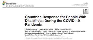 Imagen parcial de la portada del documento 'Countries response for people with disabilities during the COVID-19 Pandemic' (Front. Rehabilit. Sci, 2022)