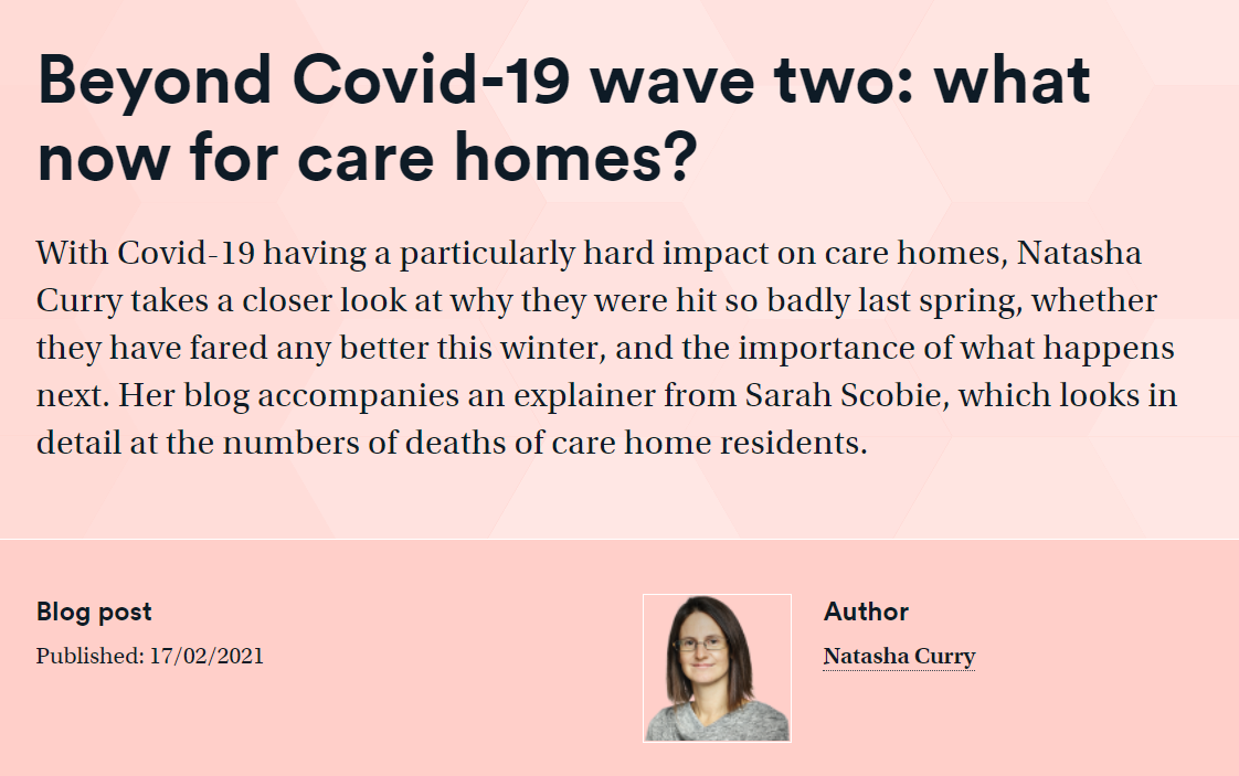 Beyond Covid-19 wave two: what now for care homes? (Nuffield Trust, 2021)
