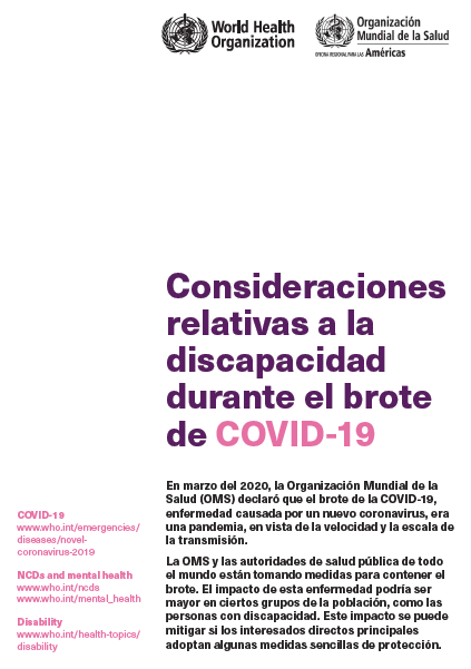 Consideraciones relativas a la discapacidad durante el brote de COVID-19