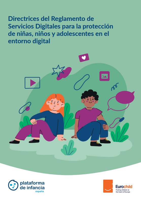 'Directrices del Reglamento de Servicios Digitales para la protecci&oacute;n de ni&ntilde;as, ni&ntilde;os y adolescentes en el entorno digital' dokumentuaren azalaren erreprodukzio osoa