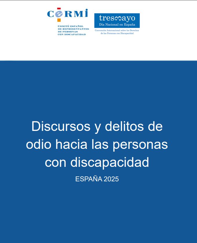 'Discursos y delitos de odio hacia las personas con discapacidad' dokumentuaren azalaren erreprodukzio osoa