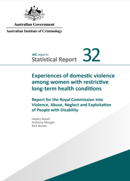 Experiences of domestic violence among women with restrictive long-term health conditions (Australian Institute of Criminology, 2021)