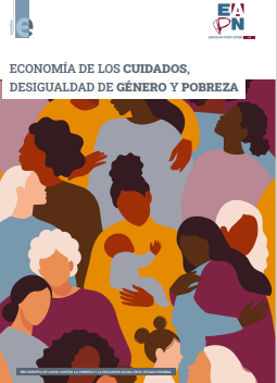 Reproducción parcial de la portada del documento 'Economía de los cuidados, desigualdad de género y pobreza' (Red Europea de Lucha contra la Pobreza y la Exclusión Social en el Estado Español, 2023)