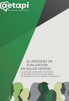 Imagen parcial de la portada del documento 'El proceso de evaluaci&oacute;n en salud mental. La atenci&oacute;n al bienestar emocional y a la salud mental en la vida adulta de las personas en el espectro del autismo' (Asociaci&oacute;n Espa&ntilde;ola de Profesionales del Autismo, AETAPI, 2022)