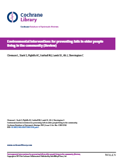 Reproducci&oacute;n parcial de la portada del documento 'Environmental interventions for preventing falls in older people living in the community' (Cochrane Library, 2023)