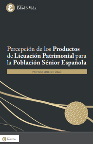 Reproducci&oacute;n parcial de la portada del documento 'Percepci&oacute;n de los productos de licuaci&oacute;n patrimonial para la poblaci&oacute;n s&eacute;nior espa&ntilde;ola' (Fundaci&oacute;n Edad&Vida, Almagro Capital, SECOT y Fundaci&oacute;n Mapfre, 2022)