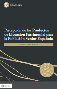 Reproducción parcial de la portada del documento 'Percepción de los productos de licuación patrimonial para la población sénior española' (Fundación Edad&Vida, Almagro Capital, SECOT y Fundación Mapfre, 2022)