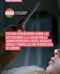 'Estudio exploratorio sobre las afectaciones a la salud por la sobreexposici&oacute;n a redes sociales (Red de Atenci&oacute;n a las Adicciones, 2023)' dokumentuaren azalaren erreprodukzio osoa