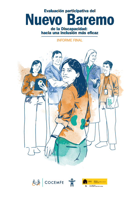 'Evaluaci&oacute;n participativa del Nuevo Baremo de la Discapacidad: hacia una inclusi&oacute;n m&aacute;s eficaz. Informe Final' dokumentuaren azalaren erreprodukzio osoa