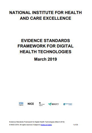 Evidence Standards Framework for Digital Health (NICE, 2019)