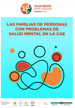 Reproducci&oacute;n parcial de la portada del documento 'Las familias de personas con problemas de salud mental en la CAE  (Salud Mental Euskadi - Euskadi Buru Osasuna, FEDEAFES, 2023)