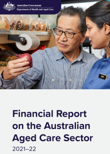 Reproducci&oacute;n parcial de la portada del siguiente documento 'Financial Report on the Australian Aged Care Sector 2021-22' (Department of Health and Aged Care, Australian Government, 2023)