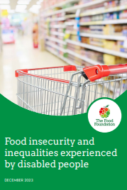 Reproducci&oacute;n parcial de la portada del documento 'Food insecurity and inequalities experienced by disabled people' (The Food Foundation, 2023)