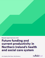 Reproducci&oacute;n parcial de la portada del documento 'Future funding and current productivity in Northern Ireland's health and social care system' (Nuffield Trust, 2022)