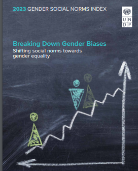 Ondorengo dokumentuaren azalaren erreprodukzio partziala: Gender Social Norms Index 2023. Breaking down gender biases. Shifting social norms towards gender equality (United Nations Development Programme, 2023)
