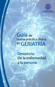 Reproducci&oacute;n parcial de la portada del siguiente documento 'Gu&iacute;a de buena pr&aacute;ctica cl&iacute;nica en geriatr&iacute;a. Demencia: de la enfermedad a la persona' (Sociedad Espa&ntilde;ola de Geriatr&iacute;a y Gerontolog&iacute;a, 2023)