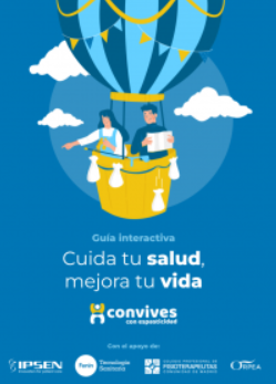 Ondorengo dokumentuaren azalaren erreprodukzio partziala: Gu&iacute;a interactiva 'Cuida tu salud, mejora tu vida' (Convives con espasticidad, 2023)