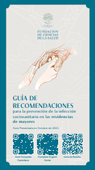 Ondorengo dokumentuaren azalaren erreprodukzio partziala: Gu&iacute;a de recomendaciones para la prevenci&oacute;n de la infecci&oacute;n sociosanitaria en las residencias de mayores (Fundaci&oacute;n de Ciencias de la Salud, 2023)