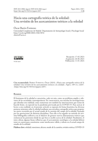 Reproducci&oacute;n total de la portada del documento 'Hacia una cartograf&iacute;a te&oacute;rica de la soledad: Una revisi&oacute;n de los acercamientos te&oacute;ricos a la soledad (Papers 2024, 109/1)'