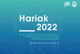 Ondorengo dokumentuaren azalaren erreprodukzio partziala: 'Hariak 2022. Bakardadeei aurre egiteko Gipuzkoako Estrategia' (2022-2026)