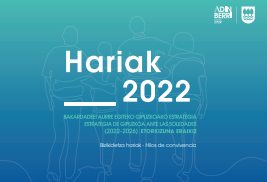 Reproducción parcial de la portada del documento 'Hariak 2022.Estrategia de Gipuzkoa ante las soledades' (2022-2026)