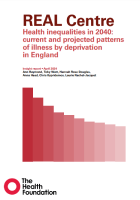 Reproducci&oacute;n total de la portada del documento 'Health inequalities in 2040. Current and projected patterns of illness by deprivation in England (The Health Foundation, 2024)'
