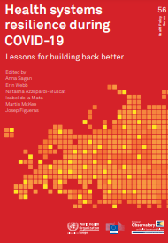 Imagen parcial de la portada del documento 'Health systems resilience during COVID-19. Lessons for building back better' (European Observatory on Health Systems and Policy, 2021)