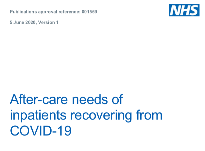 After-care needs of inpatients recovering from COVID-19 (NHS, 2020)