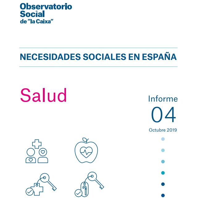 Portada del Informe de La Caixa: Necesidades Sociales en España. Salud (Observatorio Social La Caixa, 2019)